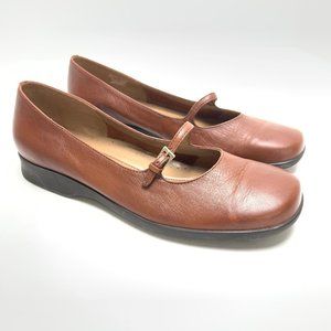 NATURALIZER KENO Mary Janes Loafers Flats Genuine Leather Warm Brown Shoes  7.5